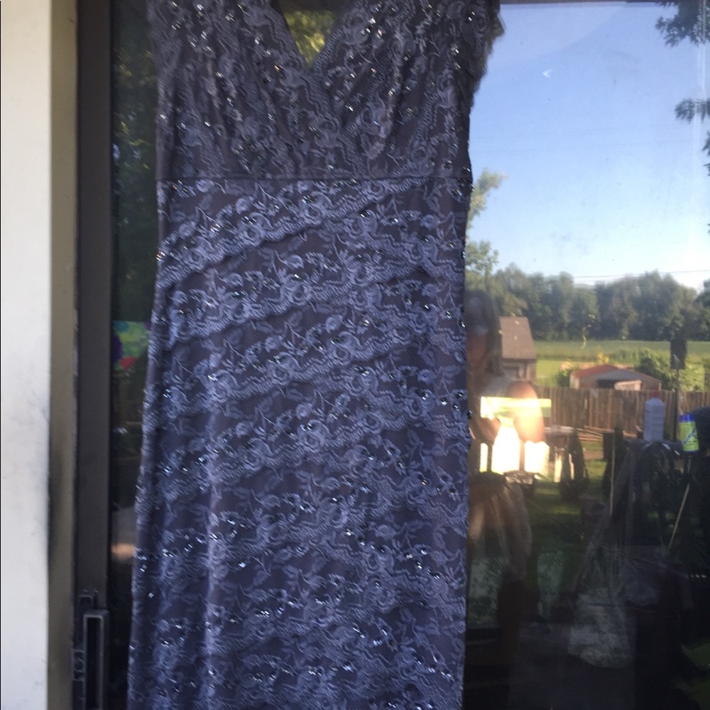 Dark Gray lace party dress by Marina.